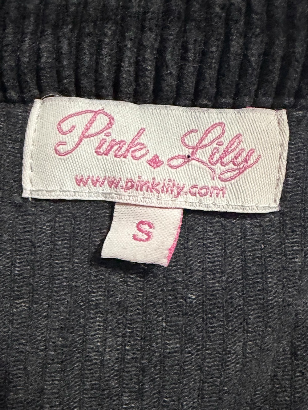 Pink Lily Corduroy Crop Button-Up Jacket - Charcoal Gray - Picture 6 of 6